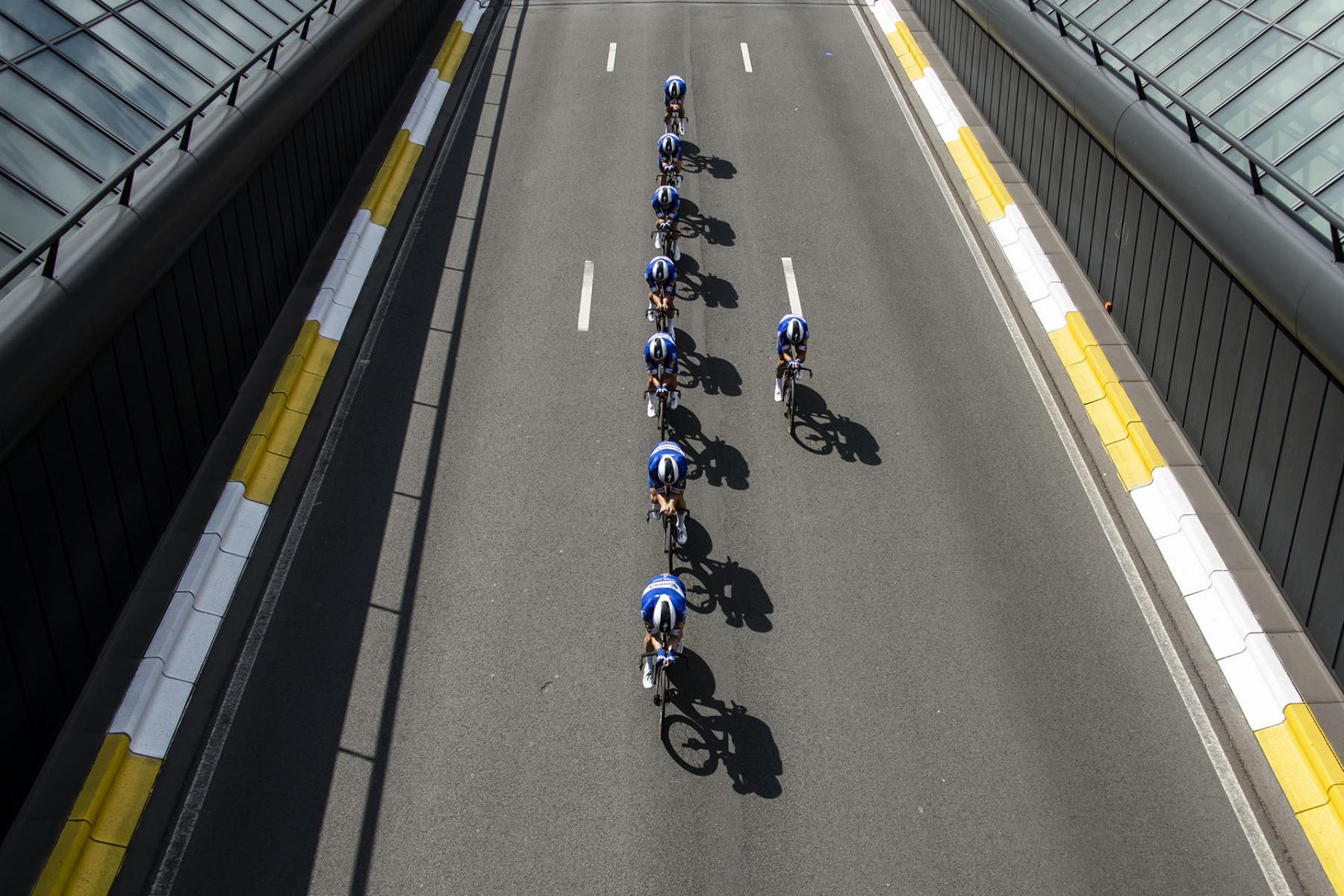 Tour de France 2019 - Stage Two - Deceuninck Quick-Step ride during the Team Time Trial.