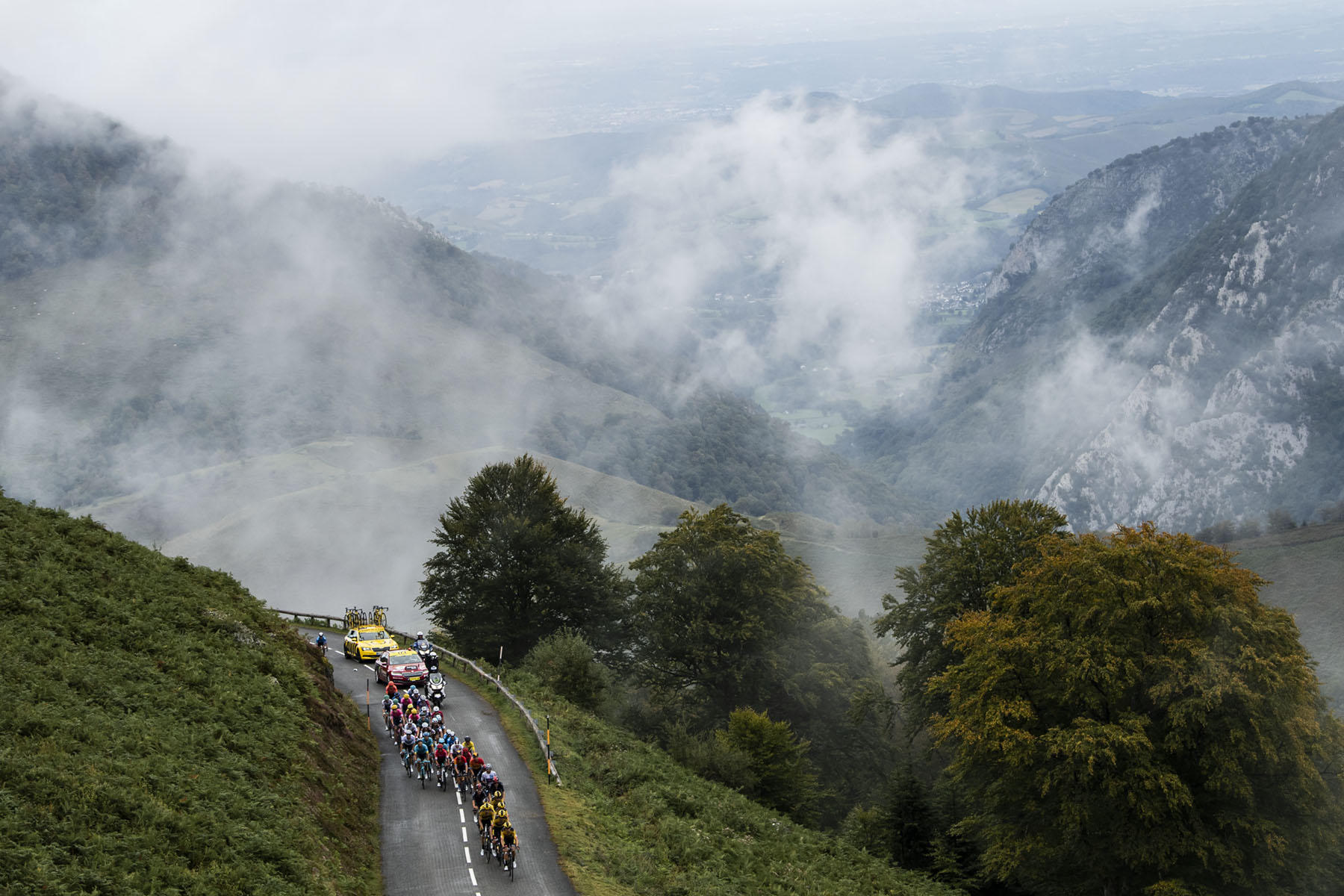 Tour de France 2020 - Stage Nine - The peloton climbs Col de la Hourcere
