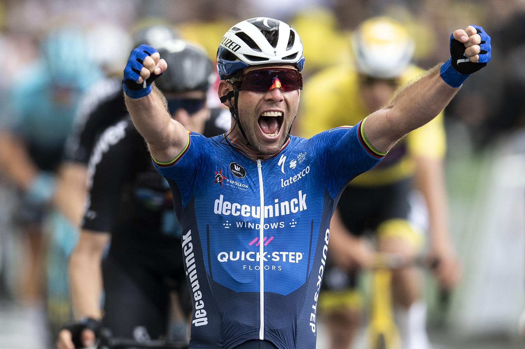 Tour de France 2021 - Stage Four - Mark Cavendish celebrates winning the stage